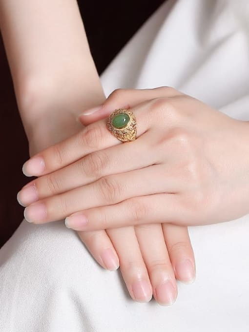 Vintage Green Stone Hollow Band - Wearluxe Jewelry