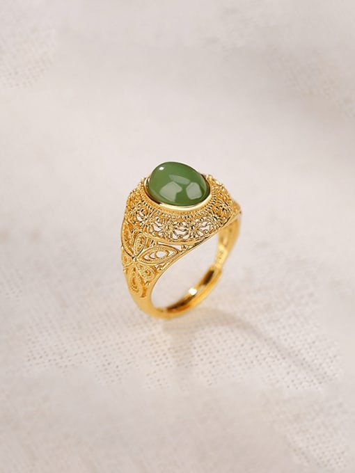 Vintage Green Stone Hollow Band - Wearluxe Jewelry